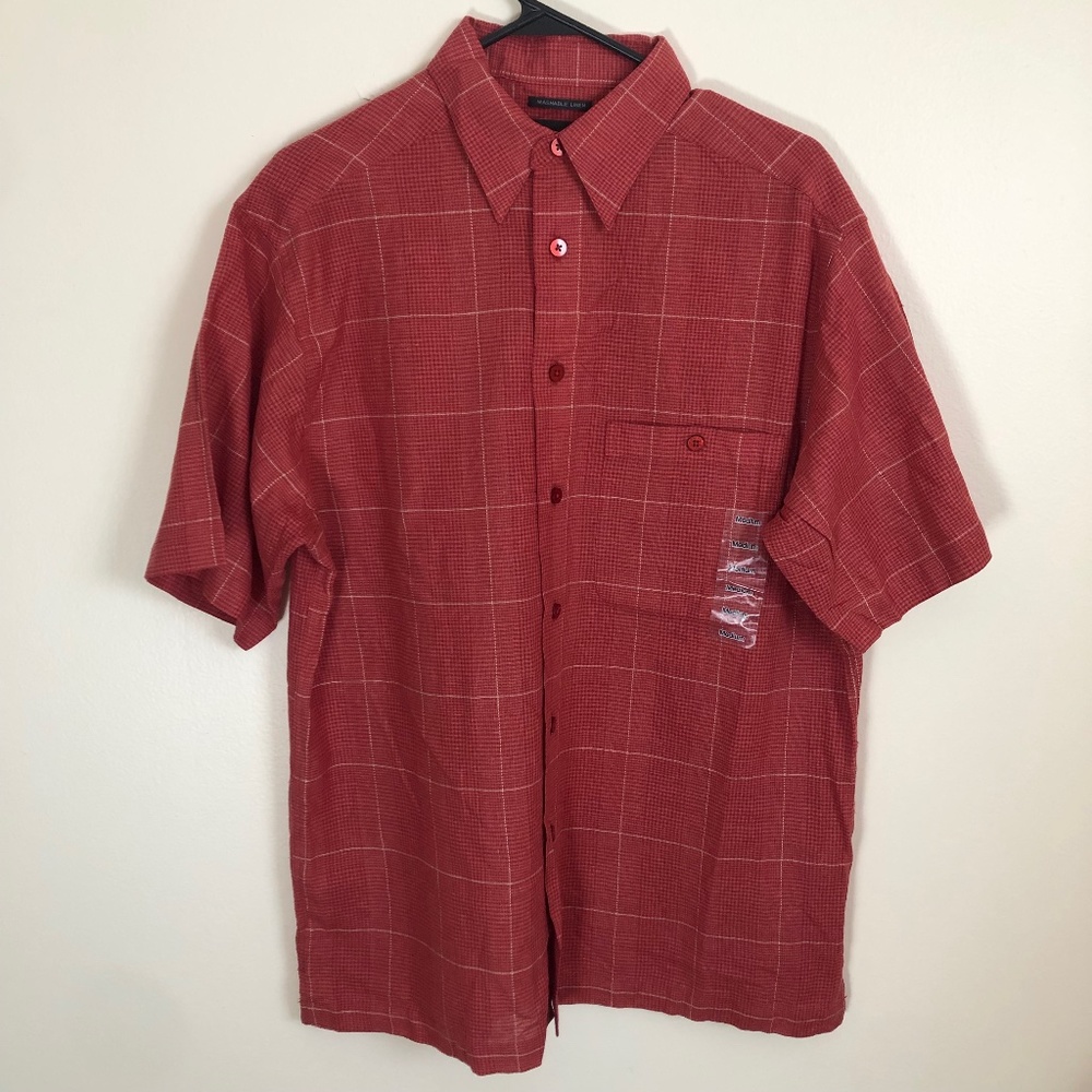 Mark Edwards Red Washable Linen button down Size M